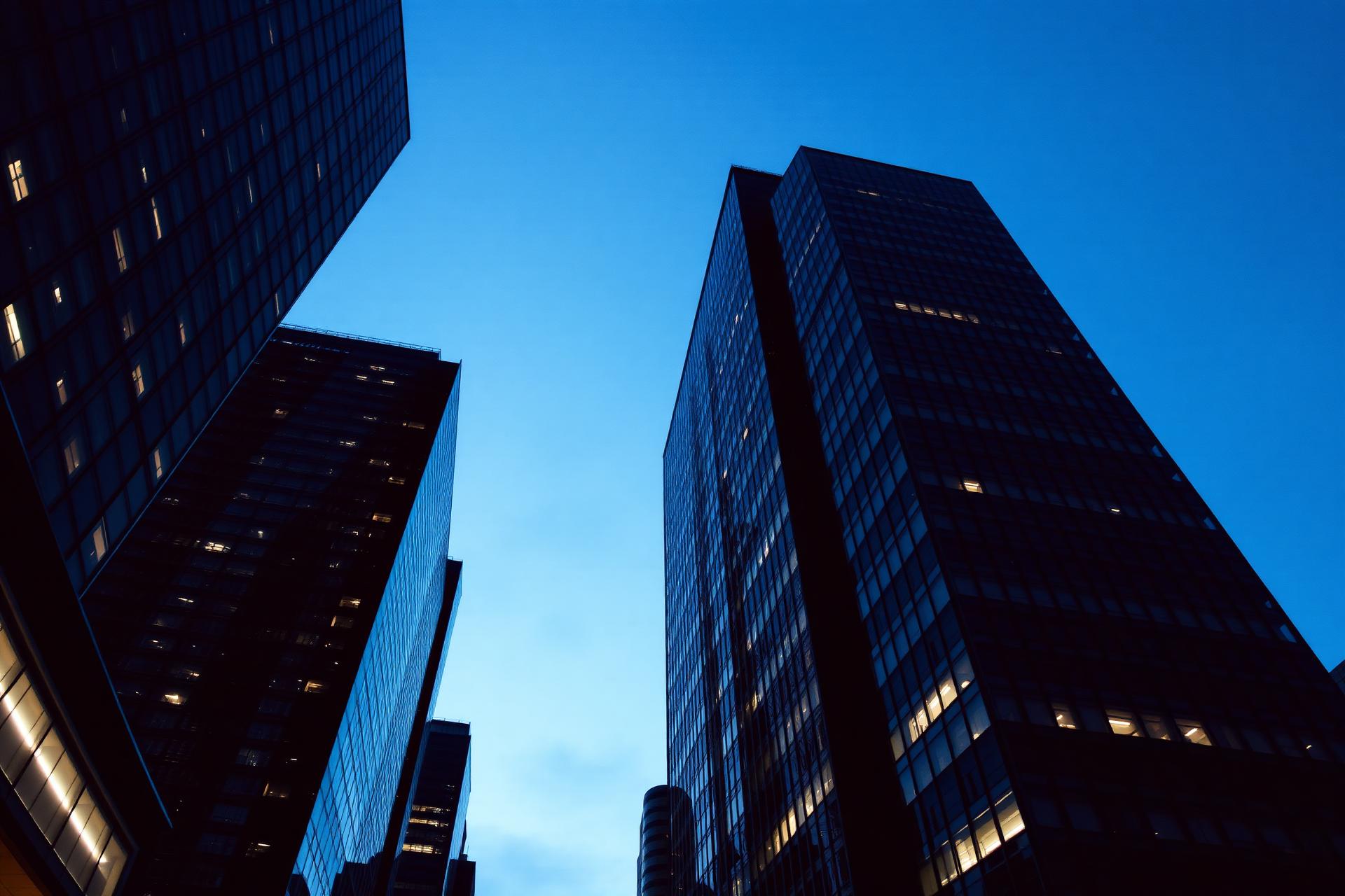 Prédios comerciais e centro financeiro